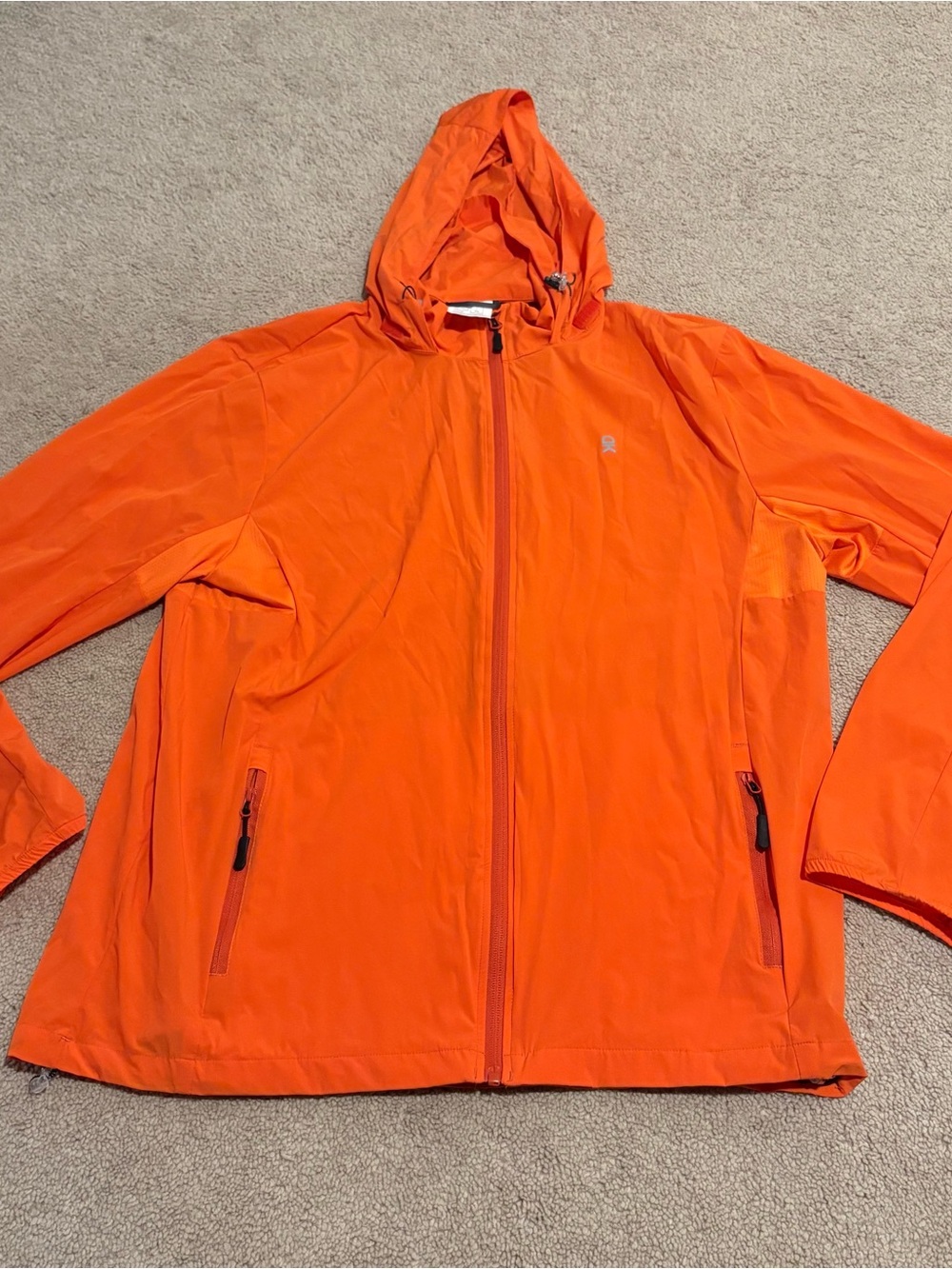 Men's Little Donkey Andy Bright Orange Hooded Breathable Nylon Running Jacket